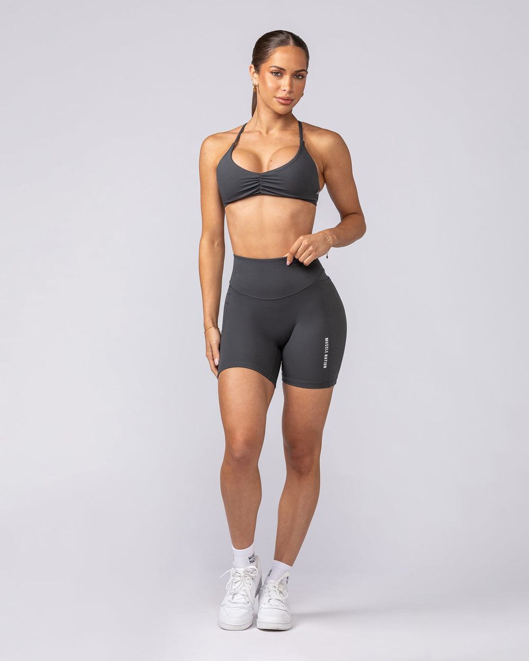 Muscle Nation Everyday Pocket Bike Shorts Granite MVMNT LMTD